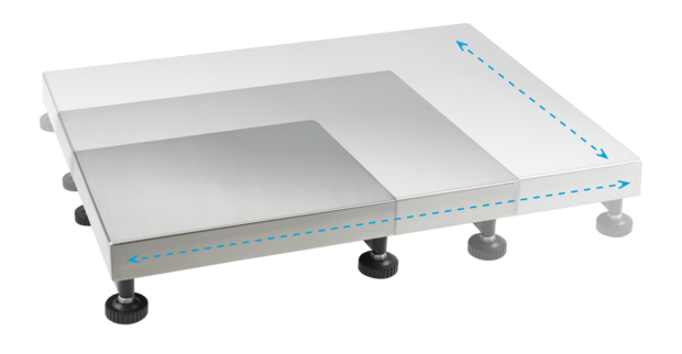 Modularer Aufbau verschiedener Plattformgrößen für individuelle CUSOS Wägelösungen von KERN & SOHN