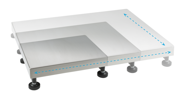 Modularer Aufbau verschiedener Plattformgrößen für individuelle CUSOS Wägelösungen von KERN & SOHN