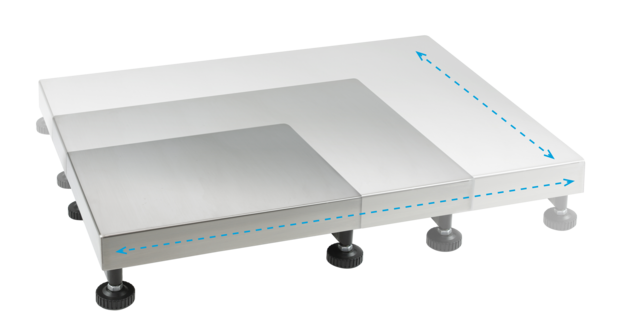 Modularer Aufbau verschiedener Plattformgrößen für individuelle CUSOS Wägelösungen von KERN & SOHN