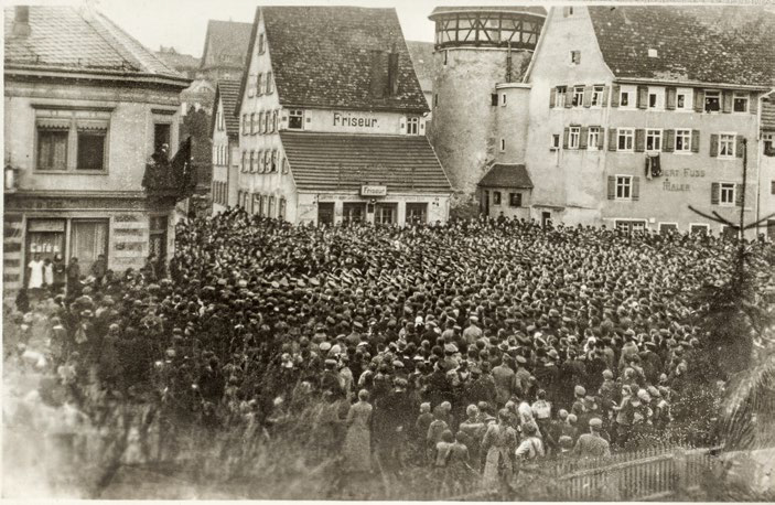 Gewerkschaftsversammlung in Ebingen, November 1918 Gewerkschaftsversammlung in Ebingen im November 1918