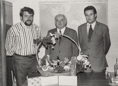 Jubilarehrung bei KERN, 1977 Johannes Klaiber, Robert Ströhlin und Martin Sauter bei der Jubilarehrung 1977