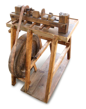 Holzdrehbank, ca. 1770 Holzdrehbank aus der Zeit um 1770
