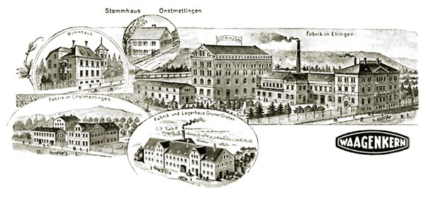 Betriebsgebäude von GOTTL. KERN & SOHN in Onstmettingen und Ebingen, 1924 Abbildung der Betriebsgebäude von GOTTL. KERN & SOHN in Onstmettingen und Ebingen aus dem Verkaufskatalog von 1924