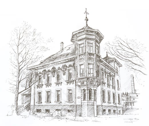 Firmensitz von GOTTL. KERN & SOHN in Ebingen, 1885 Neuer Firmensitz von GOTTL. KERN & SOHN in Ebingen aus dem Jahr 1885